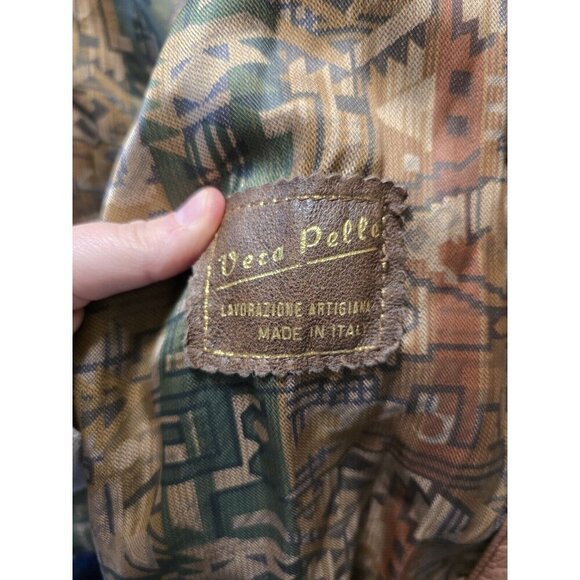 Mens 80s Vintage Soft Leather Jacket Made In Italy Brown - Picture 6 of 12